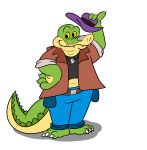  2021 3_fingers 3_toes alligator alligatorid alpha_channel anthro biped bottomwear brok_(character) brok_the_investigator clothed clothing crocodilian feet fingers green_body hat headgear headwear hi_res jolly_the_lizard jollyville male pants reptile scalie shirt simple_background solo toes topwear transparent_background video_games 