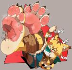  2022 4_toes anthro claws clothed clothing digital_media_(artwork) disembodied_tongue duo eyes_closed feet felid foot_fetish foot_lick foot_play hi_res licking mammal mia_(world_flipper) pantherine solo_focus tiger toe_claws toes tongue tongue_out velveteksotica world_flipper 