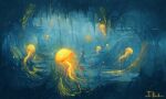  2013 5:3 cave cnidarian detailed_background glowing group heliacwolf jellyfish marine medusozoan underwater water yellow_body 