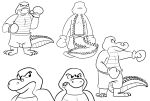  alligator alligatorid anthro biped boxing_gloves boxing_shorts brok_(character) brok_the_investigator clothed clothing crocodilian handwear hi_res male multiple_poses pose reptile scalie simple_background sobieniak solo video_games white_background 