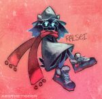  2022 aestheticden anthro artist_name black_body black_clothing black_footwear bovid caprine character_name clothed clothing deltarune eyewear footwear glasses goat hat headgear headwear hi_res mammal multicolored_clothing multicolored_footwear ralsei red_clothing red_footwear red_scarf round_glasses scarf solo undertale_(series) video_games wizard_hat 