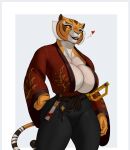  absurd_res anthro big_breasts breasts cleavage clothed clothing dreamworks felid female hi_res huge_breasts kung_fu_panda mammal master_tigress pancarta pantherine solo tiger veiny_breasts 
