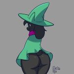  anthro big_butt black_body bottomless bovid butt caprine clothed clothing darkner deltarune eyewear floppy_ears glasses goat golde hat headgear headwear hi_res looking_back male mammal ralsei robe scarf smile solo thick_thighs undertale_(series) video_games white_eyes wide_hips wizard_hat 
