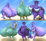  absurd_res alkane_dust_(oc) anthro areola beach bedroom_eyes big_breasts big_butt bikini bikini_bottom bikini_top black_hair blue_areola blue_body blue_nipples blues64 blush bottomless breast_size_difference breasts butt butt_size_difference butt_slap clothed clothing cutie_mark equid equine female green_areola green_body green_nipples group hair half-closed_eyes hands_behind_head hasbro hi_res horn huge_breasts huge_butt huge_thighs hyper hyper_breasts hyper_butt hyper_hips hyper_thighs looking_at_viewer looking_back magic mammal marauder6272 midnight_aurora_(oc) multicolored_hair my_little_pony narrowed_eyes nipples nude one_eye_closed onyx_stone_(oc) raised_tail seaside seductive side_boob slap swimwear telekinesis thick_thighs topless trio two_tone_hair two_tone_tail unicorn 