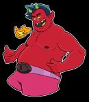  asmodeus chubby_male clothed clothing dead_end:_paranormal_park demon hi_res male moobs musclegut muscular nipples red_body slightly_chubby solo topless topless_male 