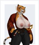  absurd_res anthro areola big_breasts bottomwear breasts clothing dreamworks felid female hi_res kung_fu_panda mammal master_tigress nipples pancarta pantherine pants solo tiger 