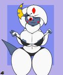  &lt;3 absol absurd_res anthro areola areola_slip big_breasts bikini blue_areola bra breasts character_request clothing fan_character female fur generation_3_pokemon hair hi_res horn huge_breasts neck_tuft nintendo panties pokemon pokemon_(species) raccoonuki red_eyes smile solo swimwear thick_thighs tuft underwear video_games white_body white_fur white_hair 