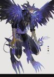  absurdres bird_mask bird_wings black_clover claws demon_horns demon_tail feathered_wings highres horns jewelry mask nacht_faust necklace purple_wings sharp_teeth tail talons teeth tsugutoku wings 