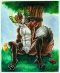  anthro canid canine fox grass guyver47 leaf male mammal plant solo tree 