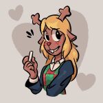  &lt;3 1:1 5_fingers advos anthro antlers blonde_hair blush breasts buckteeth capreoline cervid chalk clothed clothing deltarune digital_media_(artwork) eyelashes female fingers freckles fur hair holding_chalk holding_object horn looking_away mammal noelle_holiday open_mouth red_nose reindeer simple_background smile solo teeth topwear undertale_(series) video_games 