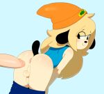  anthro anus balls beanie bent_over big_penis black_eyes blonde_hair bodily_fluids bottomwear bottomwear_down butt canid canine canis clothed clothing domestic_dog duo erection genital_fluids genitals girly hair hat headgear headwear hi_res long_hair male mammal pants pants_down parappa parappa_the_rapper partially_clothed penis perineum precum precum_string shirt smile somescrub sony_corporation sony_interactive_entertainment tan_body topwear video_games 