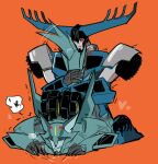  &lt;3 2015 anthro antlers canine_tail claw_marks claws cybertronian decepticon elapuse eyes_closed hasbro holding_tail horn machine male male/male orange_background red_eyes robot simple_background solo speech_bubble steam steeljaw takara_tomy thunderhoof tire transformers transformers:_robots_in_disguise_(2015) transformers_aligned_continuity wolf_ears wolf_tail 