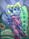  amy_wong blonde_hair comedy_central cosplay derpy_hooves_(mlp) equid equine female food friendship_is_magic futurama hair hasbro horse mammal muffin my_little_pony parody pony science_fiction solo spacecraft vehicle 