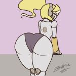  animated bent_over big_butt blonde_hair butt clothed clothing female grey_body hair looking_at_viewer looking_back looking_back_at_viewer machine panties robot solo topless underwear zedrin 