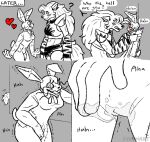  &lt;3 animatronic anthro blush bodily_fluids canid canine canis clothing costume dialogue duo female female/female fingering five_nights_at_freddy&#039;s genital_fluids hi_res intimidation lagomorph leporid machine mammal masturbation orgasm pussy_juice question_mark rabbit robot scottgames size_difference syndhart vaginal vaginal_fingering vanny_(fnaf) video_games wolf 