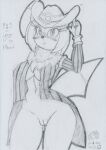  2022 absol anthro areola areola_slip blush bodily_fluids bottomless braless breasts butt_from_the_front cleft_of_venus clothed clothing female generation_3_pokemon genital_fluids genitals graphite_(artwork) hat headgear headwear holowear_(pokemon) jewelry lunaris_parukia navel neck_tuft necklace nintendo nipples open_clothing open_topwear pokemon pokemon_(species) pokemon_unite pokemorph pussy pussy_juice smile smiling_at_viewer solo tipping_hat topwear traditional_media_(artwork) tuft video_games yami_(lunaris_parukia) 