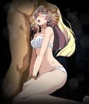  after_fellatio blonde_hair bound bound_wrists bra breasts censored clothed_female_nude_male collarbone crying crying_with_eyes_open cum cum_string cumdrip forced green_eyes head_grab hetero highres kneeling lillie_(pokemon) long_hair medium_breasts mosaic_censoring navel nude one_eye_closed open_mouth panties penis pokemon pokemon_(game) pokemon_sm ponytail shiny shiny_hair socks stone_wall strapless strapless_bra tears tsukishiro_saika underwear underwear_only very_long_hair wall white_bra white_footwear white_panties white_socks 