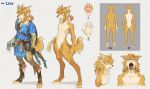  alternate_species anthro blonde_hair bow_(weapon) breath_of_the_wild canid canine clothing digitigrade ear_piercing ear_ring featureless_crotch fox hair link male mammal melee_weapon nintendo nude open_mouth piercing ponytail ranged_weapon ring_piercing solo sword the_legend_of_zelda tunic uzucake video_games weapon 