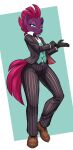  anthro anthrofied blue_eyes broken_horn clothing dstears equid equine eye_scar facial_scar footwear friendship_is_magic fur hair hasbro hi_res horn mammal my_little_pony my_little_pony:_the_movie_(2017) pinstripe_clothing pinstripe_suit purple_body purple_fur purple_hair scar shoes tempest_shadow_(mlp) unicorn 