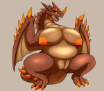  anthro areola big_breasts breasts capcom claws espinas female flying_wyvern genitals monster_hunter nipples nude pussy solo spikes spreading video_games wings zemlya 