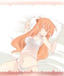  breasts camisole cleavage long_hair mamemix medium_breasts neon_genesis_evangelion orange_hair panties shikinami_asuka_langley sleeping solo souryuu_asuka_langley underwear white_panties 