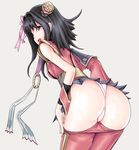  ass bad_id bad_pixiv_id black_hair highres looking_back mogmog panties purple_eyes sangokushi_taisen solo underwear undressing 