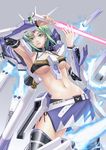  aqua_eyes breasts char's_counterattack char's_counterattack_-_beltorchika's_children energy_sword green_hair gundam hi-nu_gundam highres large_breasts loincloth mecha_musume navel sword thighhighs underboob weapon zhenlin 