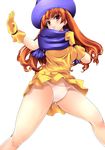  :p alena_(dq4) amasora_taichi animated animated_gif blinking blush breasts dragon_quest dragon_quest_iv dress gloves hat legs lowres medium_breasts no_legwear orange_eyes orange_hair panties red_eyes red_hair scarf solo thighs tongue tongue_out transparent_background underwear upskirt white_panties 