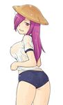  breasts buruma copyright_request gym_uniform hinemosu_notari large_breasts long_hair mushroom nipples no_bra purple_hair red_eyes see-through solo wet wet_clothes 