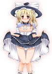  blonde_hair blush breasts hat kirisame_marisa medium_breasts nipples panties sekiri short_hair skirt skirt_lift solo touhou underwear witch_hat yellow_eyes 