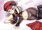  alisa_ilinichina_amiella bad_id bad_pixiv_id blue_eyes boots fingerless_gloves gloves god_eater god_eater_burst gride hat midriff panties panties_under_pantyhose pantyhose plaid plaid_skirt silver_hair skirt solo underwear white_panties 