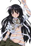  alastor_(shakugan_no_shana) bandages black_hair brown_eyes jewelry long_hair lying no_panties pendant pokowachikusu school_uniform serafuku shakugan_no_shana shana 