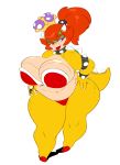  absurd_res anthro big_breasts bowser bowsette_meme breasts camel_toe cleavage clothed clothing collar crossgender crown eyeshadow female footwear hair hands_on_hips hi_res huge_breasts koopa makeup mario_bros nintendo non-mammal_breasts overweight overweight_female ponytail princess_koopa red_eyes red_hair scalie simple_background slb solo spiked_collar spikes standing super_crown underwear video_games voluptuous wide_hips 