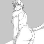  anthro big_butt breasts buckteeth butt female greyscale hair hi_res looking_back mammal monochrome murid murine nipples nude rat rear_view robakusa rodent short_hair slightly_chubby solo teeth whiskers 