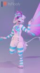  3d_(artwork) absurd_res ambiguous_gender anthro armwear avali blender_(software) blep clothing cute_expression cute_eyes diaper diaper_fetish digital_media_(artwork) elbow_gloves feathers gesture gloves handwear hi_res infantilism itsfloofy kitavali legwear male one_eye_closed solo thigh_highs tongue tongue_out v_sign wink 
