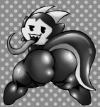  anthro big_butt butt evelyn_(whygena) female kcstando kobold looking_at_viewer low_res lustful_gaze presenting sharp_teeth simple_background solo teeth tongue tongue_out 