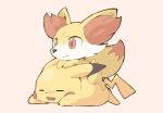  :3 =_= animal_ear_fluff animal_focus blush_stickers closed_eyes closed_mouth commentary_request fennekin full_body gerigoo happy highres lying no_humans on_stomach open_mouth partial_commentary pikachu pink_background pokemon pokemon_(creature) pokemon_on_back red_eyes sideways_mouth simple_background sketch smile 