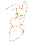  absurd_res anthro bedroom_eyes big_breasts breasts female hi_res lagomorph leporid looking_at_viewer mammal narrowed_eyes onsti rabbit seductive simple_background sketch solo 