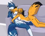  anthro arms_around_waist breasts brother brother_and_sister butt canid canine casual_nudity cuddling duo female fox furniture hand_on_back head_on_chest inside lazy male male/female mammal marya meh nude raised_tail ryofox630 sibling sister sofa spread_legs spreading 