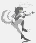  anthro clothing dizzi_(sharkrags) fake_ears fake_rabbit_ears female hair hi_res human human_to_anthro leotard mammal mephitid mid_transformation playboy_bunny serving_tray sharkrags skunk solo species_transformation spilled_drink torn_clothing transformation 