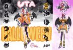  absurdres halloween highres jacket long_hair multicolored_hair oda_eiichirou one_piece one_piece_film:_red pink_hair red_hair single_thighhigh thighhighs two-tone_hair uta_(one_piece) 