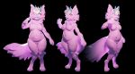  3d_(artwork) anthro belly blue_tongue digital_media_(artwork) digitigrade dragoon343 female hi_res horn navel pink_body pink_eyes slightly_chubby stickers thick_thighs tongue 