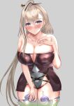  1girl absurdres blonde_hair blush breasts fate/grand_order fate_(series) highres huyan_zhuo_(fate) large_breasts long_hair looking_at_viewer simple_background solo thighs yurara260812 