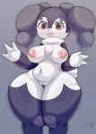  anthro belly blush breasts bronyant female generation_8_pokemon genitals hi_res indeedee looking_at_viewer navel nintendo nipples pokemon pokemon_(species) purple_body pussy solo video_games 