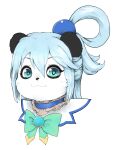  2019 :3 absurd_res accessory alternate_species ambiguous_gender anthro aqua_(konosuba) black_nose blue_eyes blue_hair bodily_fluids bow_ribbon choker clothed clothing female_(lore) foogyakumo front_view furrification giant_panda hair hair_accessory hair_bun headshot_portrait hi_res jewelry konosuba:_god&#039;s_blessing_on_this_wonderful_world! looking_at_viewer mammal necklace portrait ruff_(clothing) simple_background smile solo sweat sweatdrop ursid white_background 