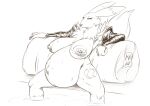  absurd_res anthro bandai_namco big_breasts black_and_white bodily_fluids breasts clothing digimon digimon_(species) female gloves handwear hi_res latex_gloves monochrome munsu89 nipple_piercing nipples nude piercing pillow pregnant renamon sitting sketch solo spread_legs spreading sweat 