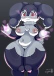  absurd_res anthro belly blush breasts bronyant female generation_8_pokemon genitals hi_res indeedee looking_at_viewer navel nintendo nipples pokemon pokemon_(species) purple_body pussy solo video_games 