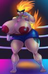  anthro big_breasts breasts clothed clothing female fighting_ring foot_wraps generation_2_pokemon hand_wraps hi_res huge_breasts looking_at_viewer nintendo nipples pokemon pokemon_(species) quilava red_nipples shawna_(sandslash) solo thebigbadwolf01 thick_thighs topless topless_female video_games wraps 