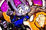  anthro clothing crazy_eyes cycadaacolyte disney female gun hi_res holding_gun holding_object holding_weapon judy_hopps male nick_wilde police_officer police_uniform ranged_weapon uniform weapon zootopia 