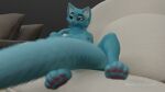  anthro bananastheleech blue_body blue_fur breasts chair felid female fur furniture hi_res kraft_trio mammal nipples pawpads pink_nipples pink_pawpads relaxed_expression relaxing sofa solo 